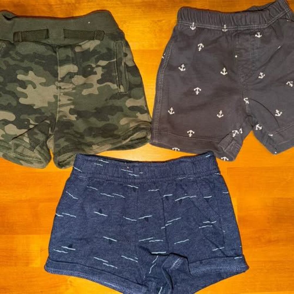 Lot of 3 Toddler Boys Elastic Waist Shorts Size 12 Months
